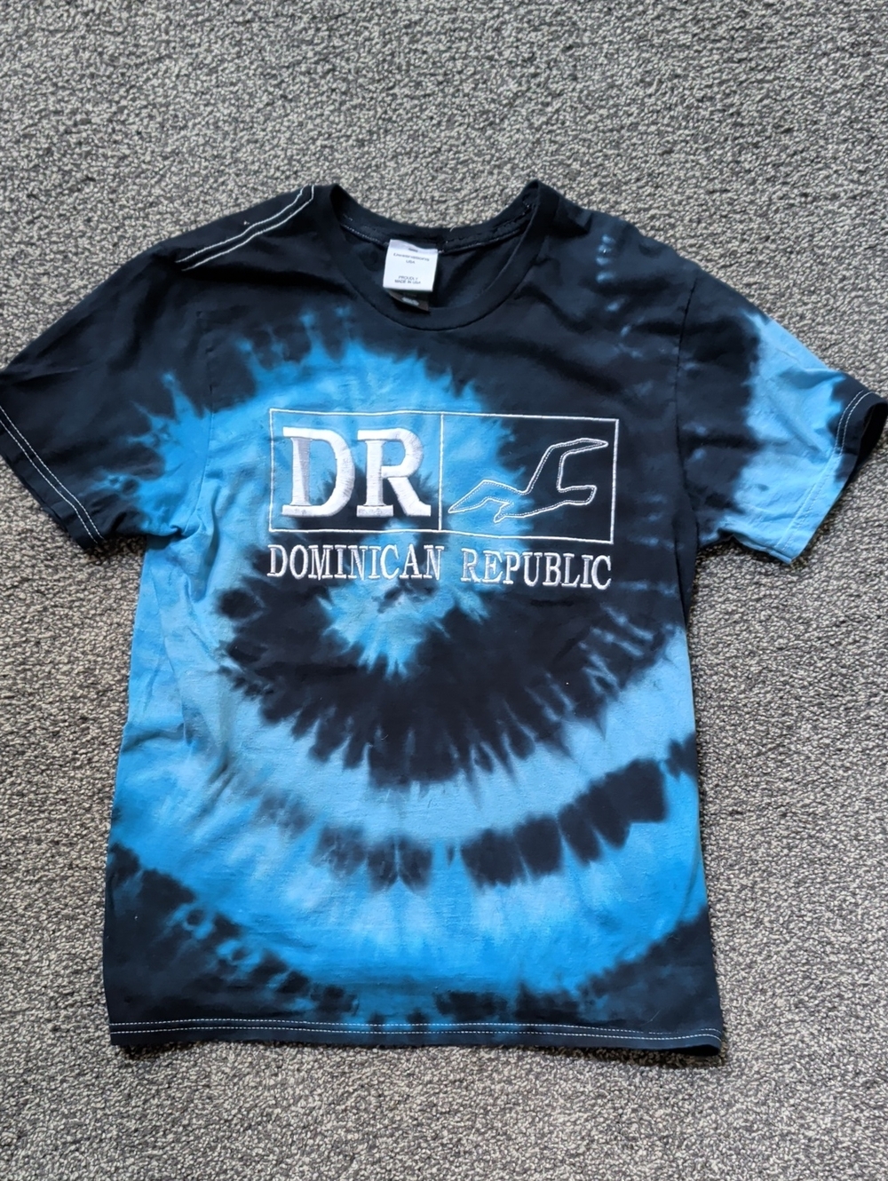 Dominican Republic Tie-Dye Graphic Tee - Blue & Black